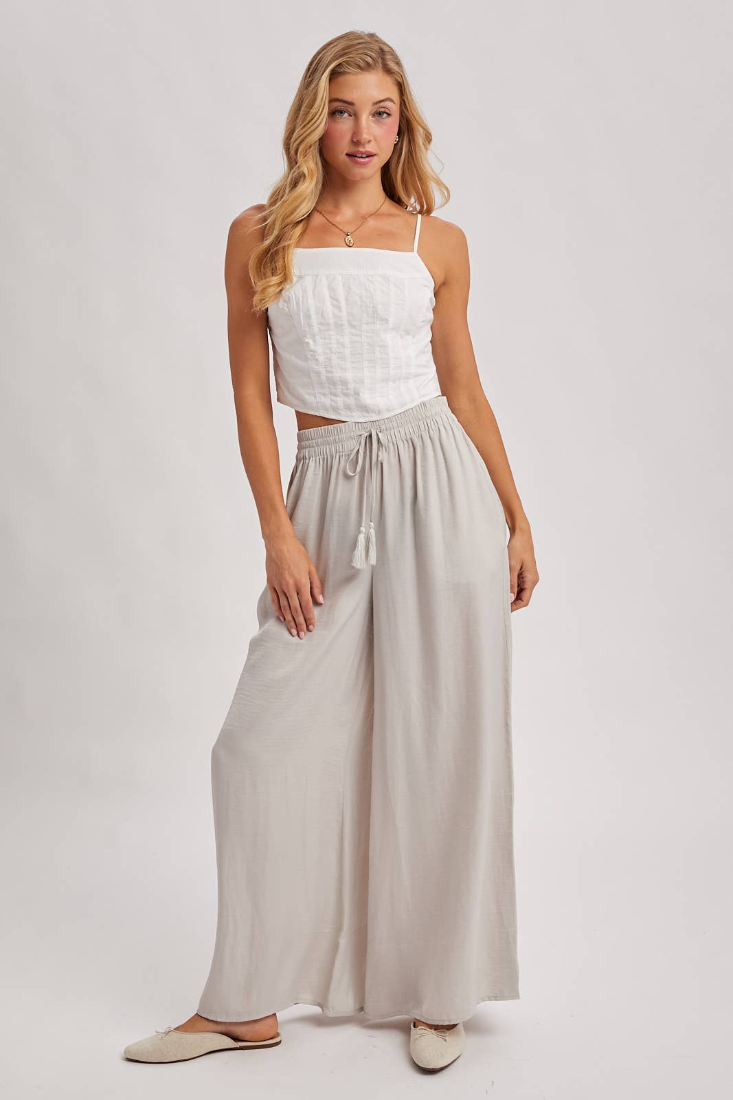SILKY PALAZZO WIDE LEG PANTS