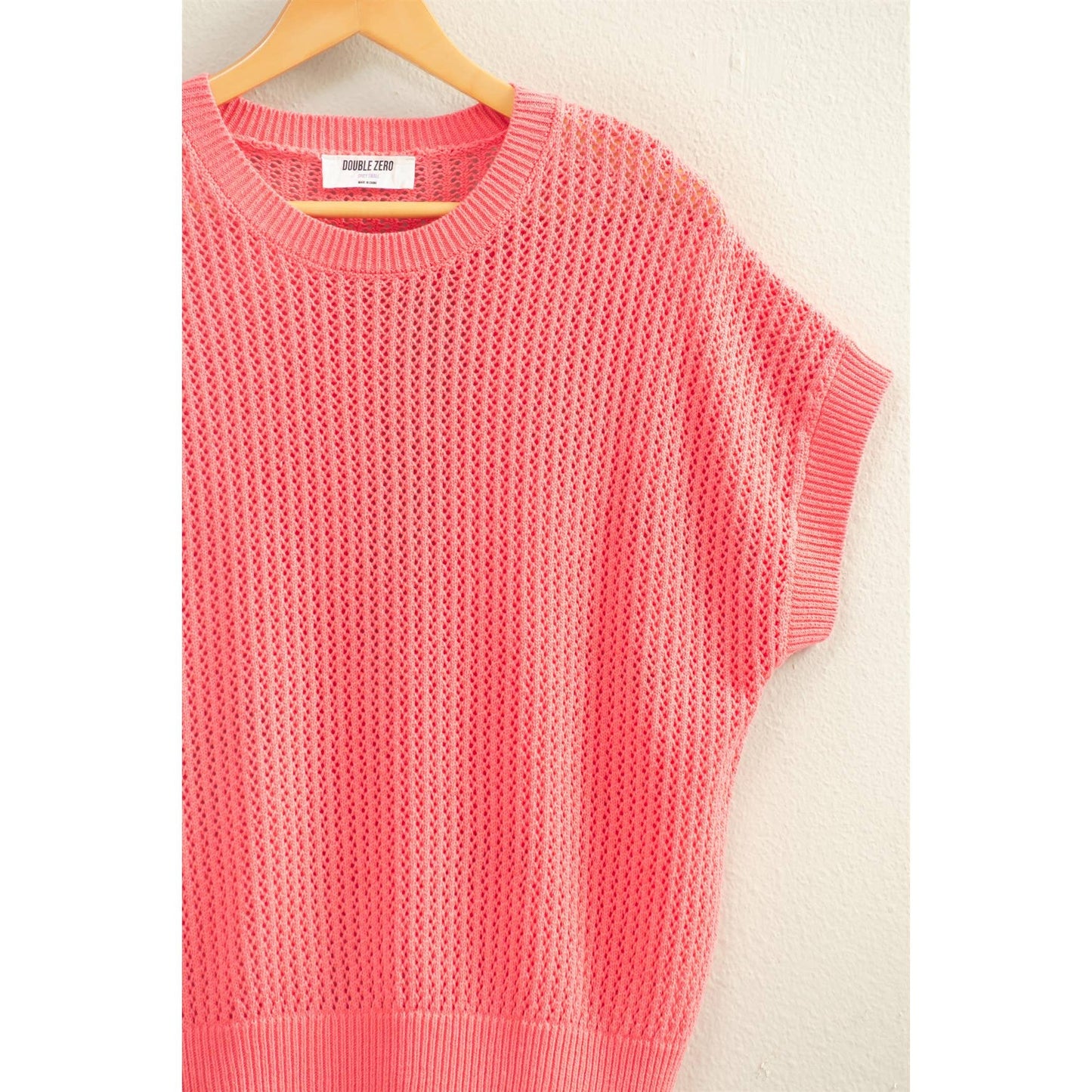 Open-Knit Dolman Sleeve Top