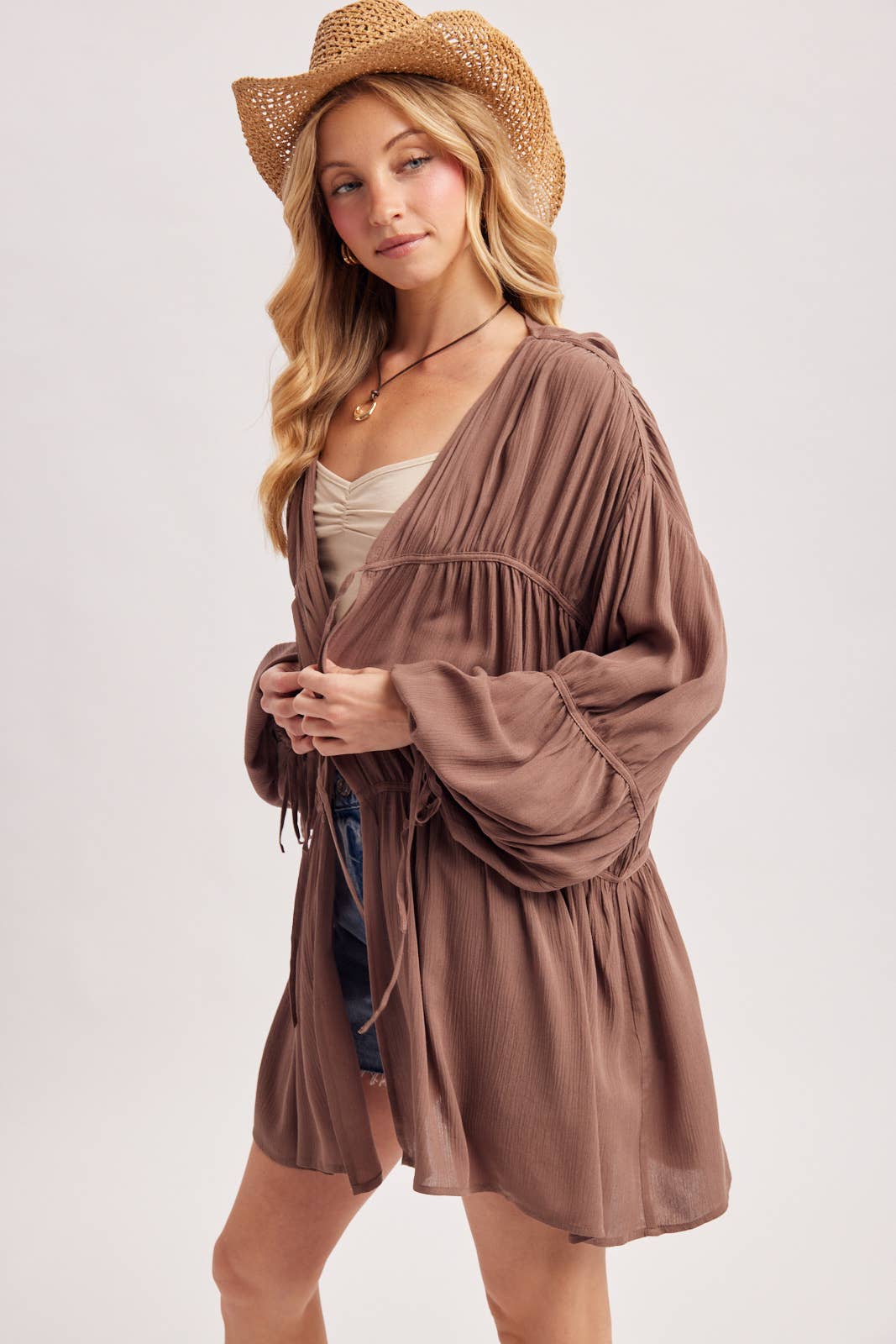 LIGHTWEIGHT BOHO OVERSIZED BALLOON SLEEVE KIMONO