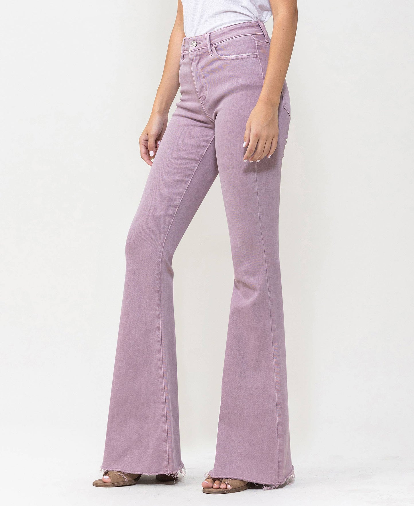VERVET HIGH RISE RAW HEM SUPER FLARE JEANS