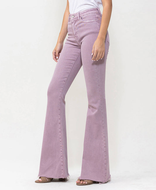 VERVET HIGH RISE RAW HEM SUPER FLARE JEANS