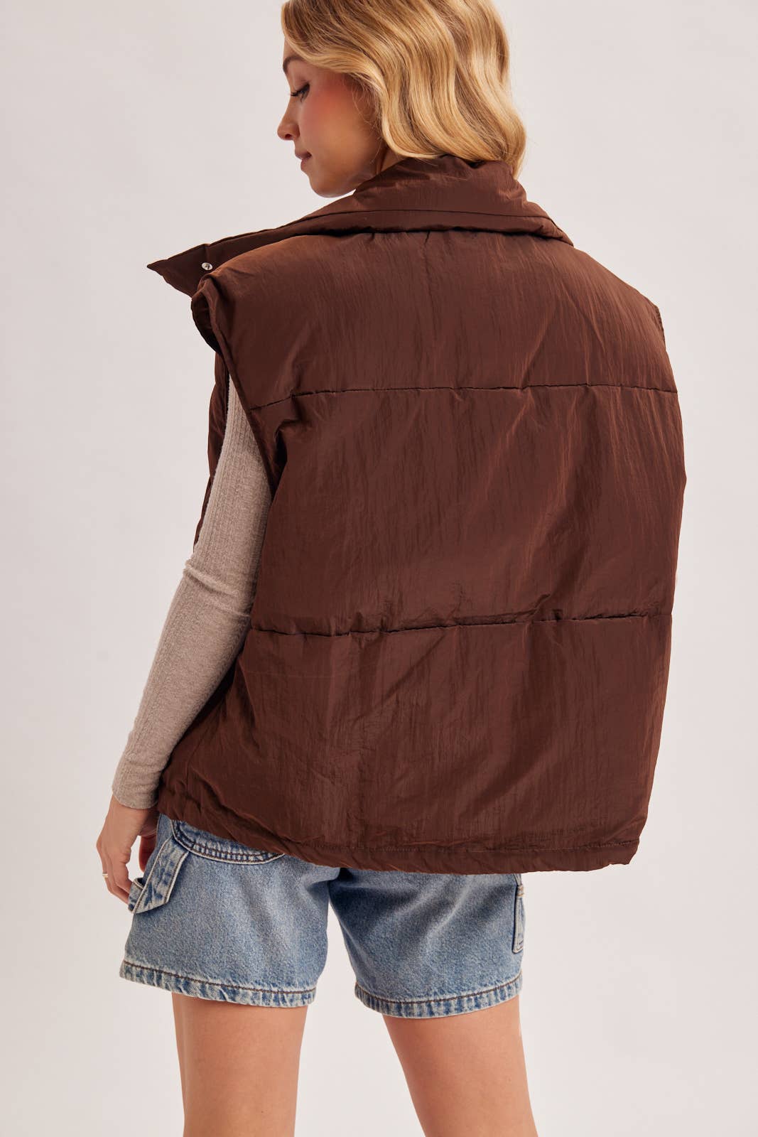 OVERSIZED HIGH NECK QUILTED PUFFER VEST