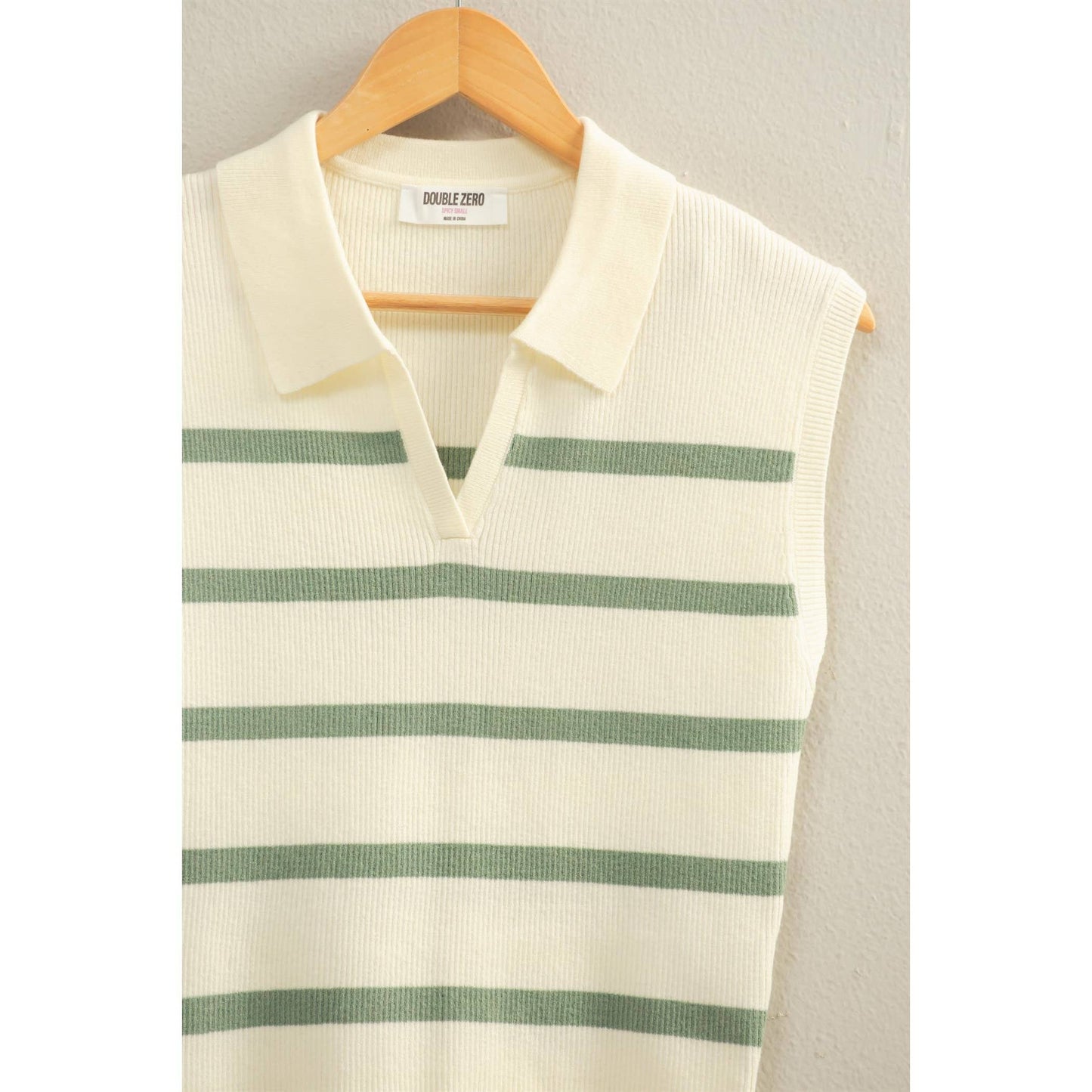 Collared Striped Polo Vest