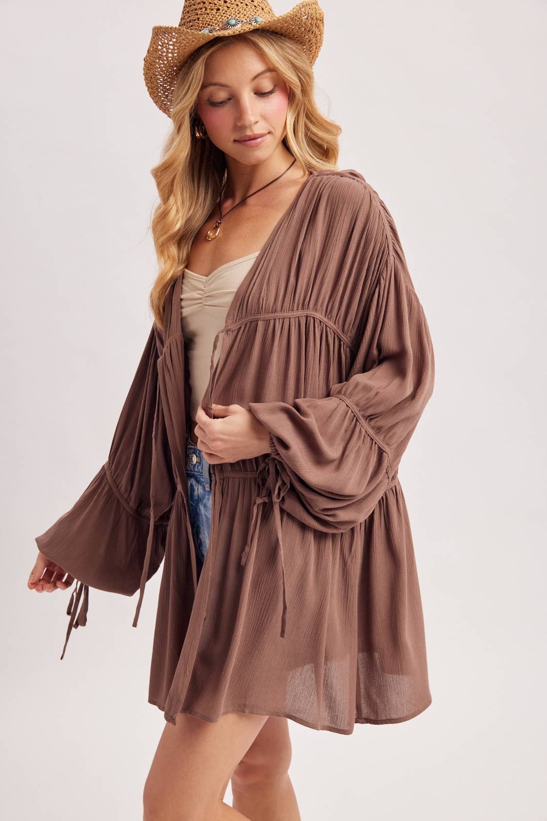 LIGHTWEIGHT BOHO OVERSIZED BALLOON SLEEVE KIMONO