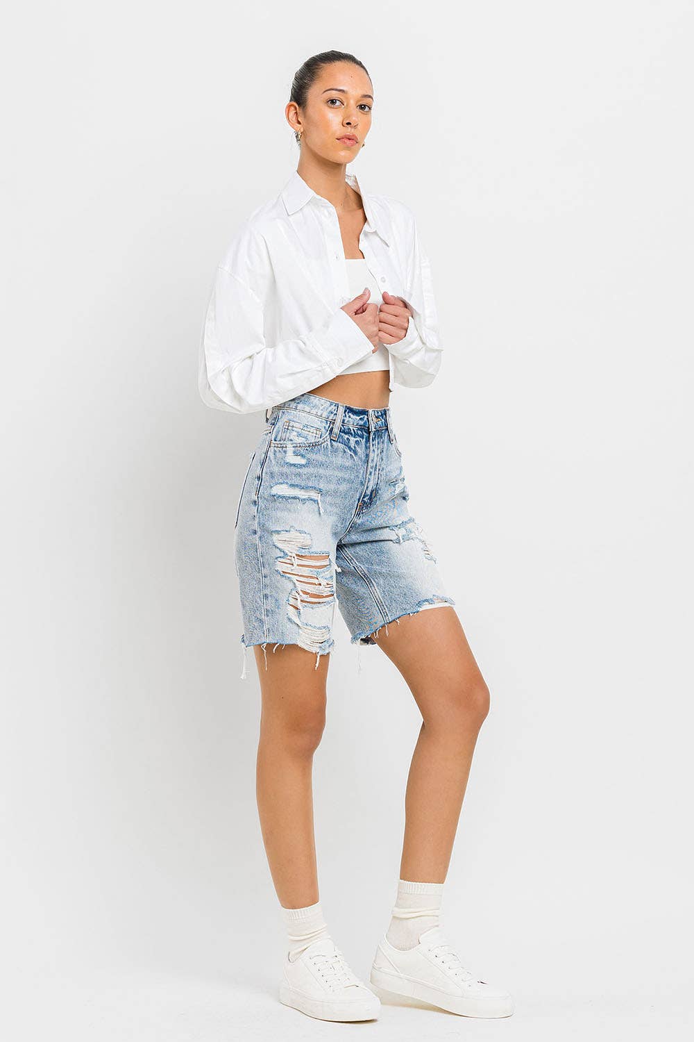 VERVET SUPER HIGH RISE BERMUDA SHORTS