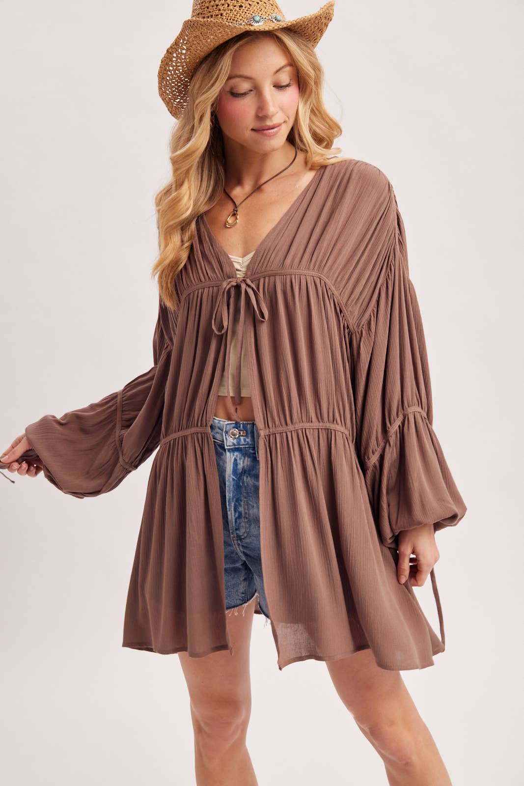 LIGHTWEIGHT BOHO OVERSIZED BALLOON SLEEVE KIMONO