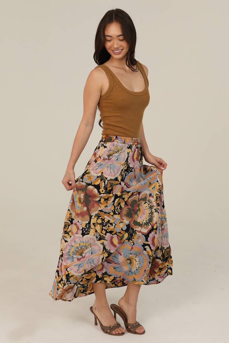 FLORAL PRINT MAXI SKIRT
