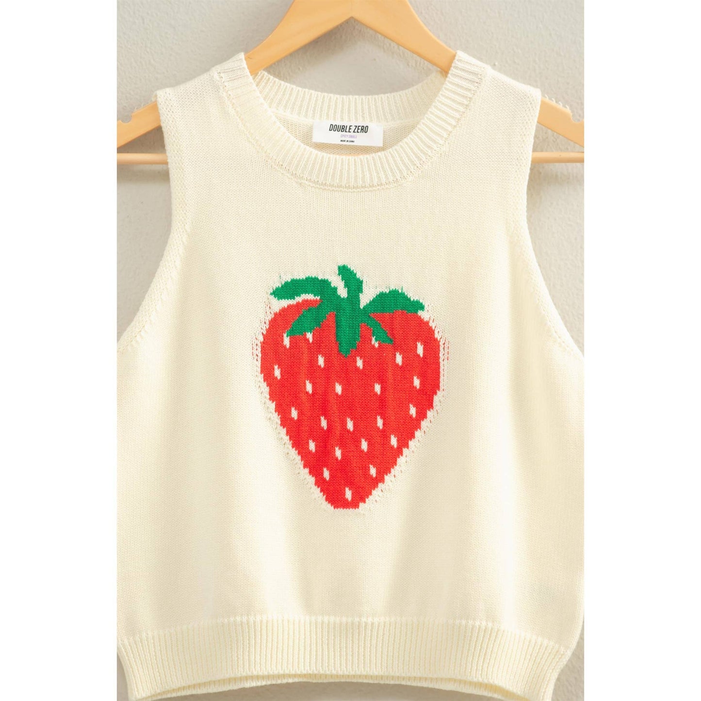 Strawberry Sleeveless Knit Top