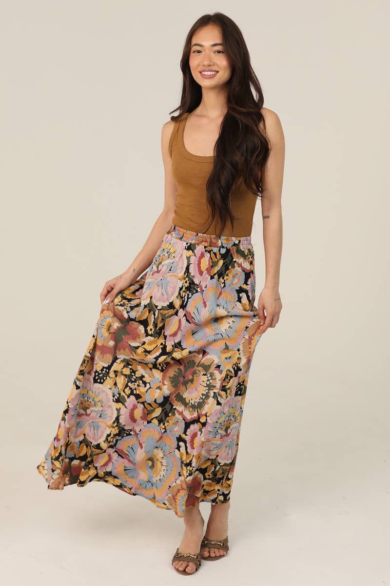 FLORAL PRINT MAXI SKIRT