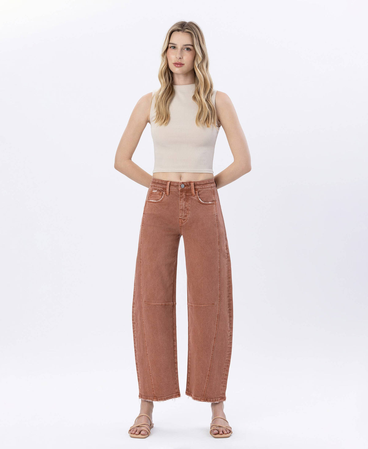 FLYING MONKEY HIGH RISE COPPER BARREL JEANS