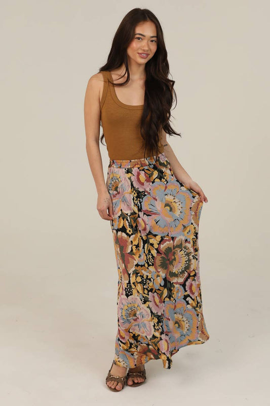 FLORAL PRINT MAXI SKIRT
