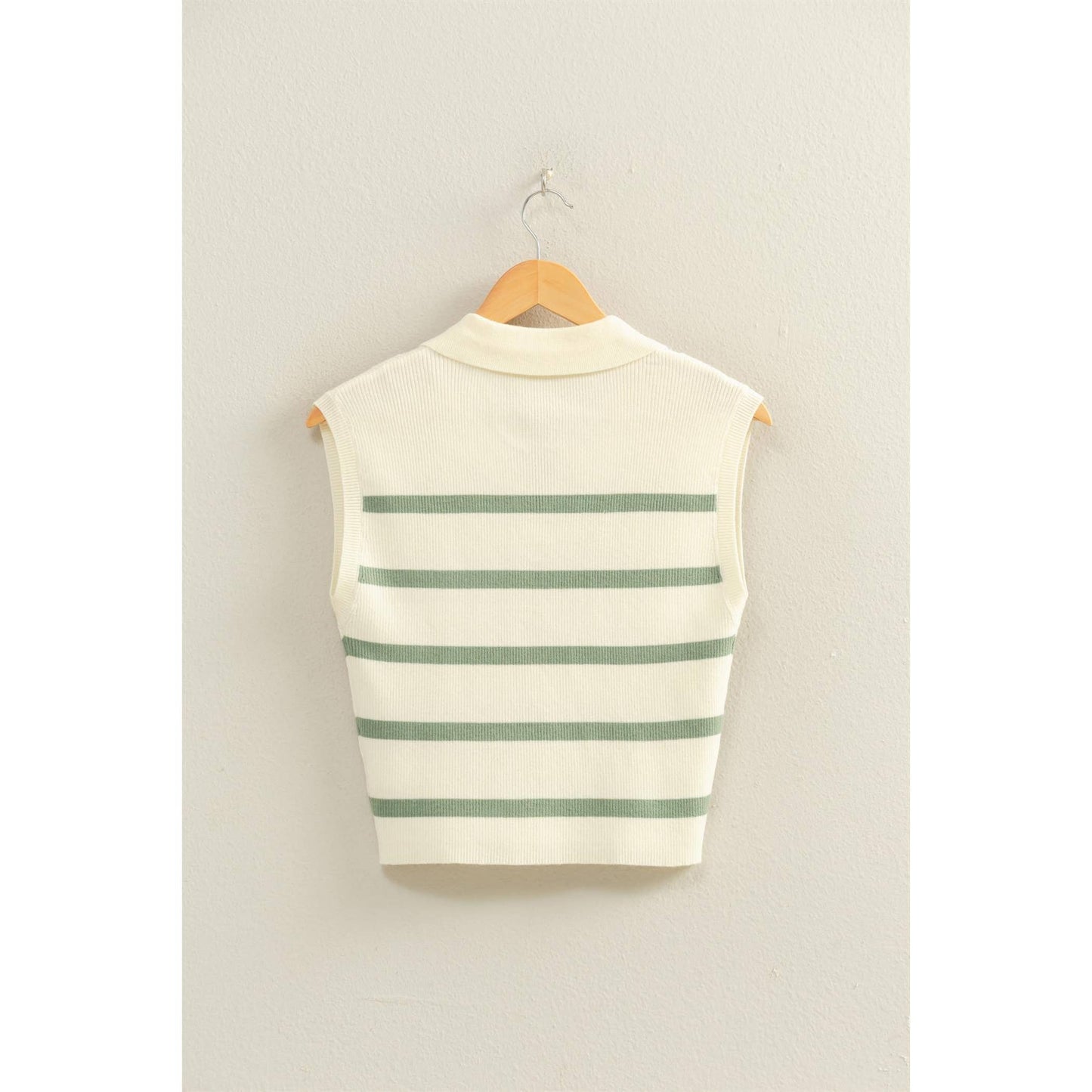 Collared Striped Polo Vest