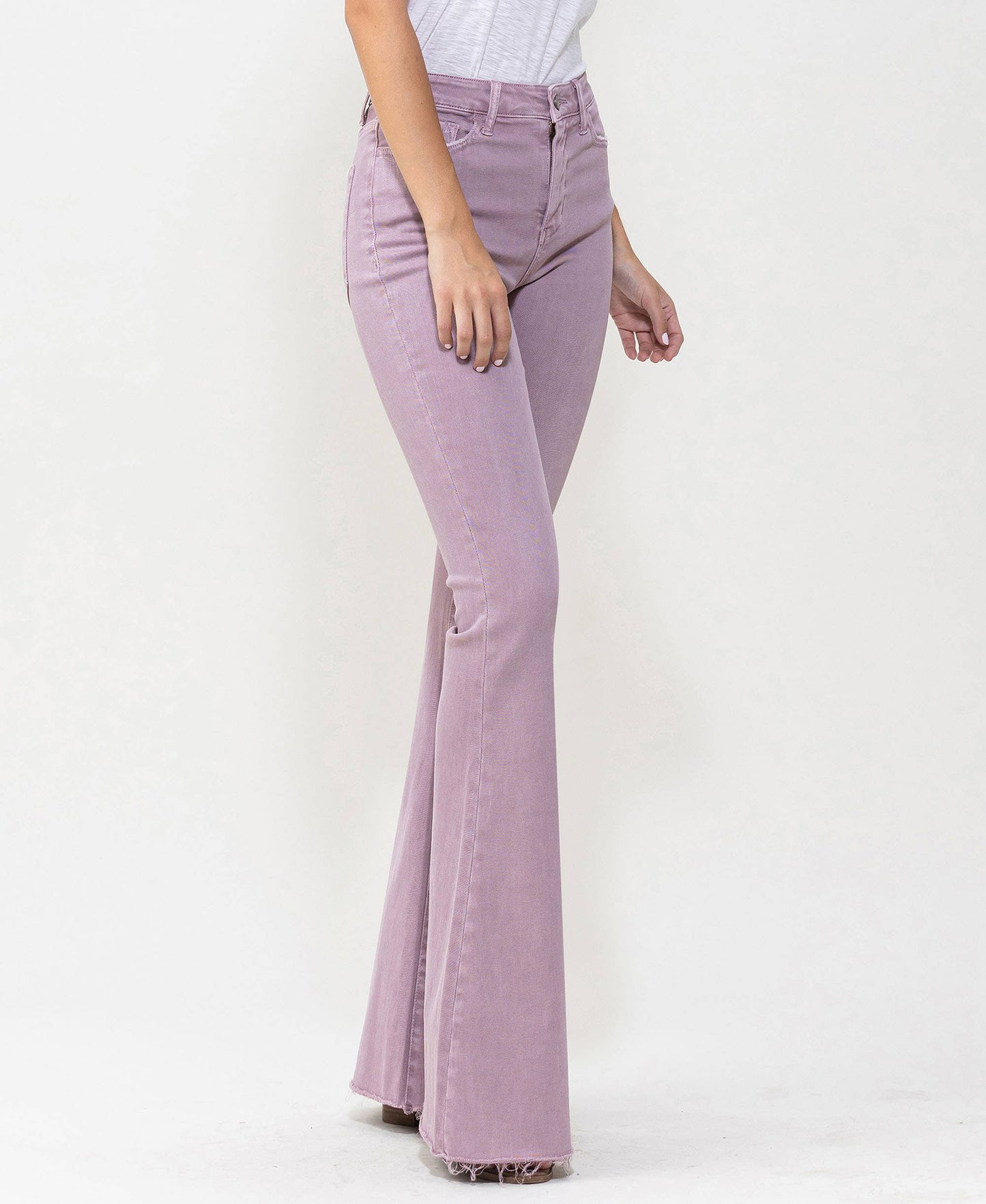 VERVET HIGH RISE RAW HEM SUPER FLARE JEANS