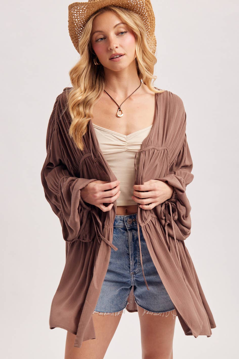 LIGHTWEIGHT BOHO OVERSIZED BALLOON SLEEVE KIMONO