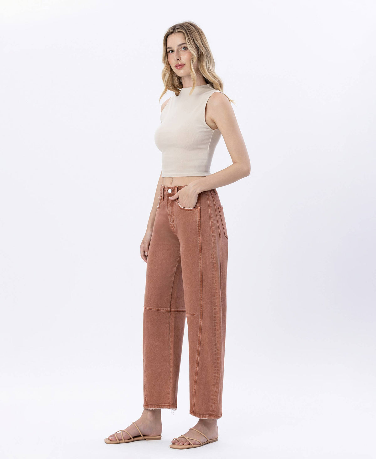 FLYING MONKEY HIGH RISE COPPER BARREL JEANS