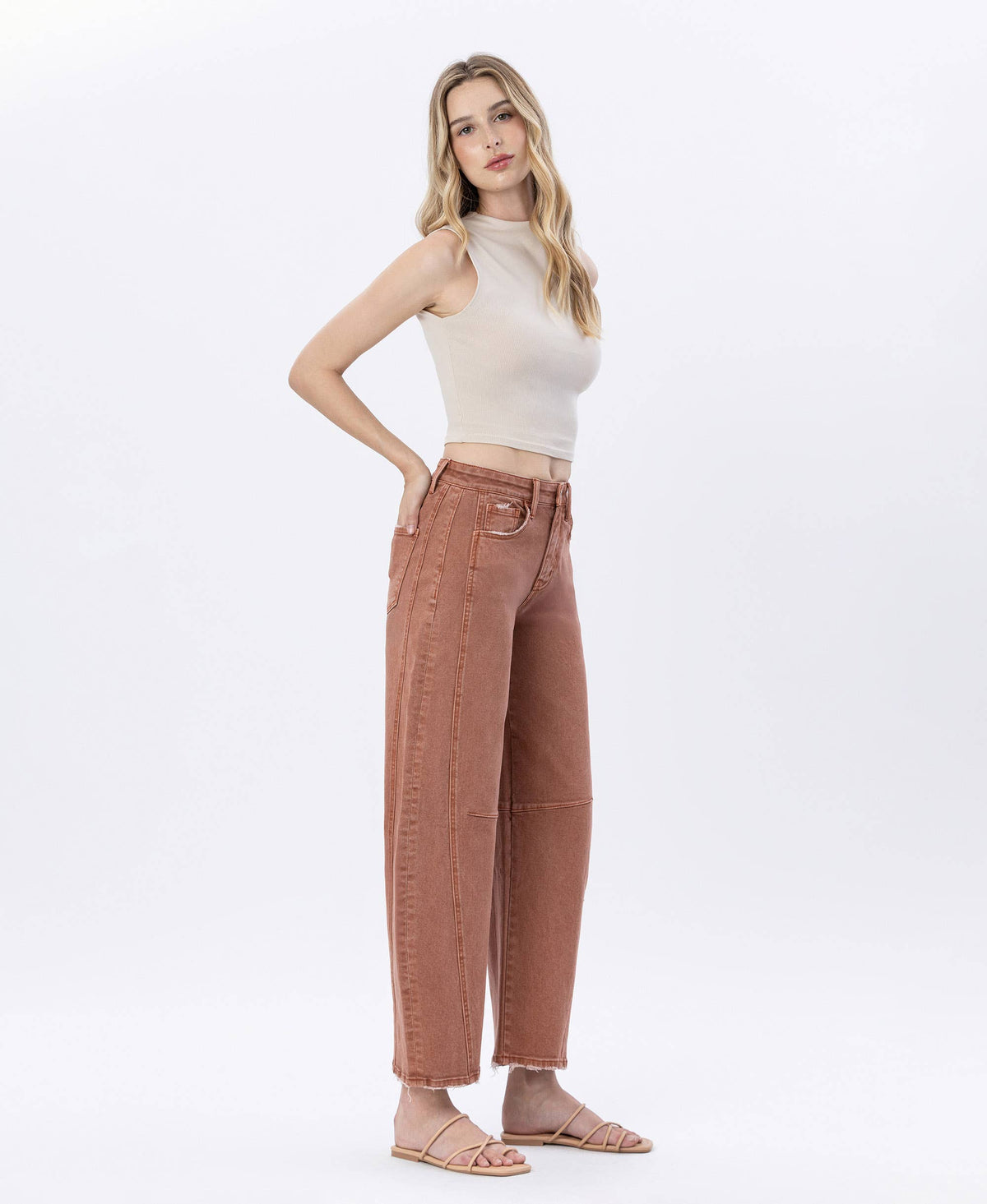 FLYING MONKEY HIGH RISE COPPER BARREL JEANS