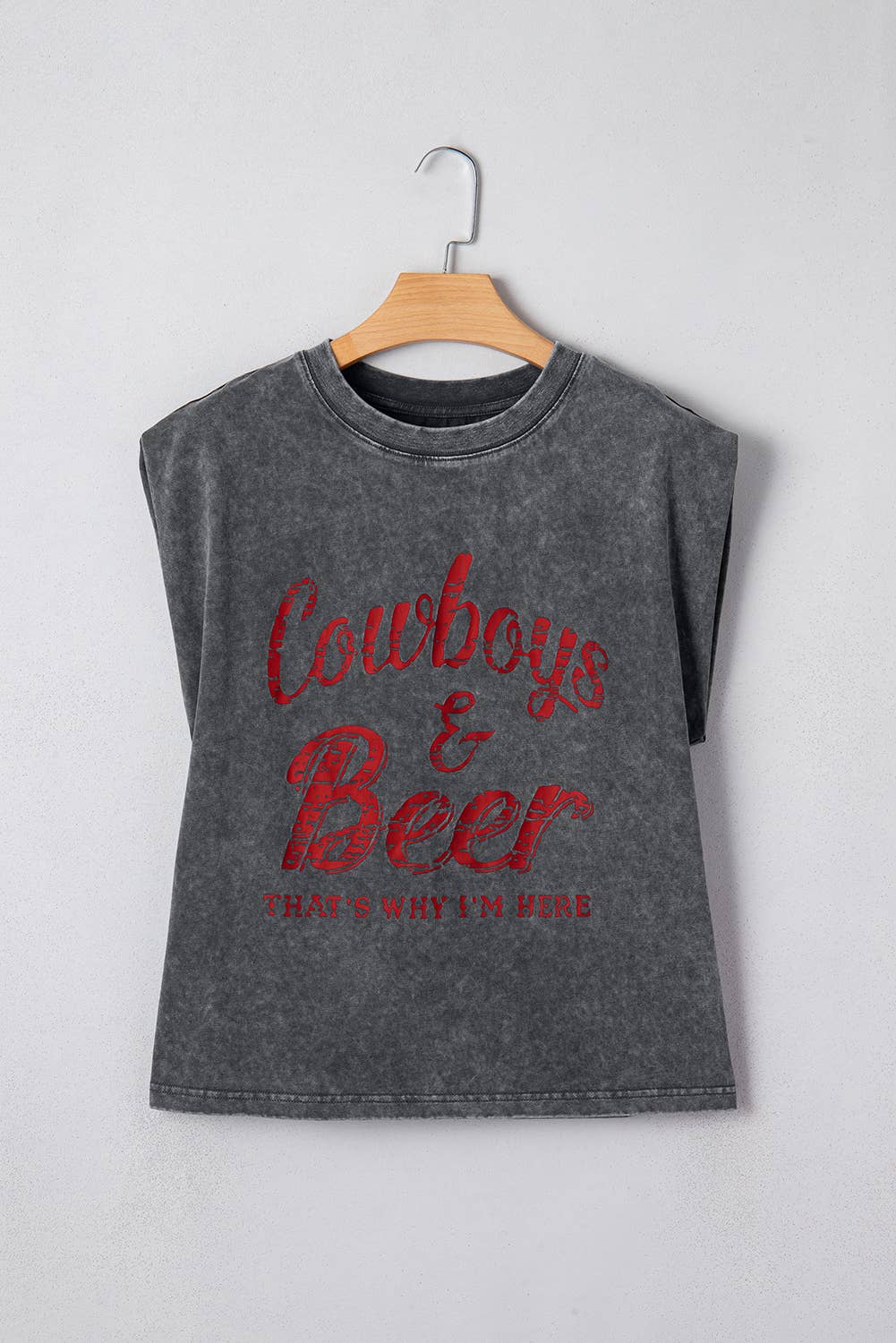 Cowboy & Beer Western Mineral Wash Tank Top