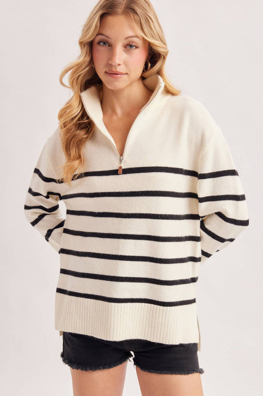 QUARTER ZIP SWEATER PULLOVER