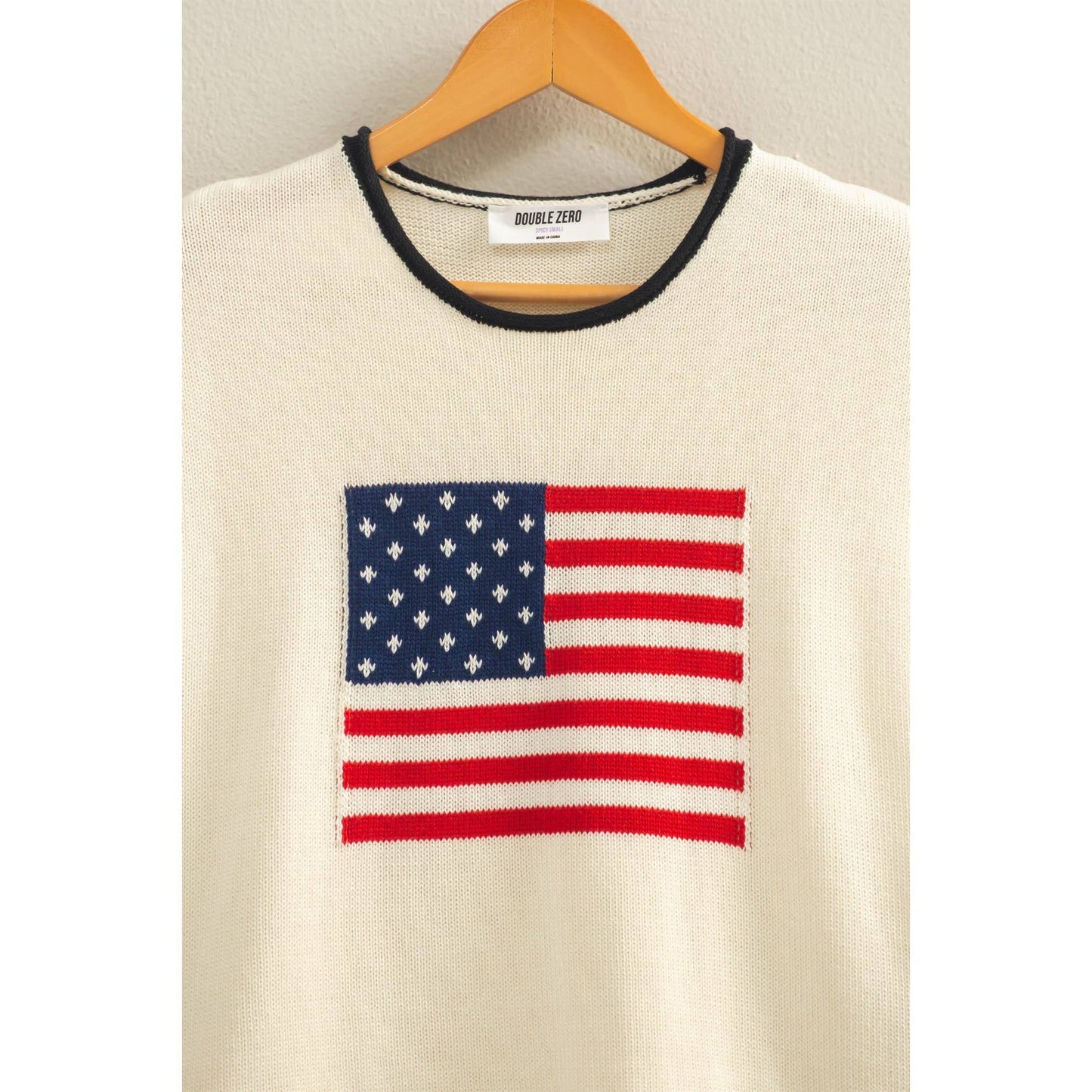 Rolled Hem Sleeveless Flag Graphic Top