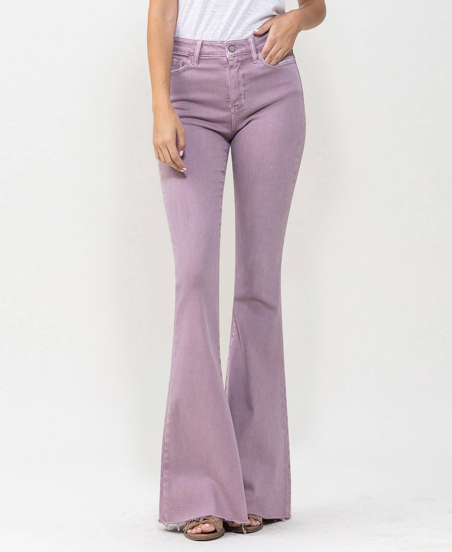 VERVET HIGH RISE RAW HEM SUPER FLARE JEANS