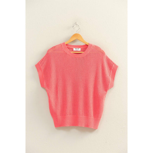 Open-Knit Dolman Sleeve Top
