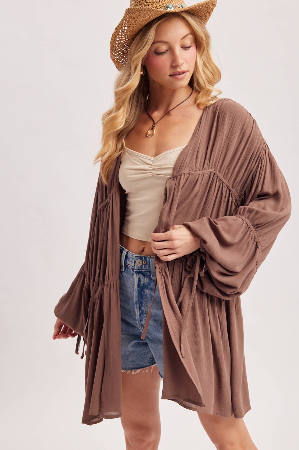 LIGHTWEIGHT BOHO OVERSIZED BALLOON SLEEVE KIMONO