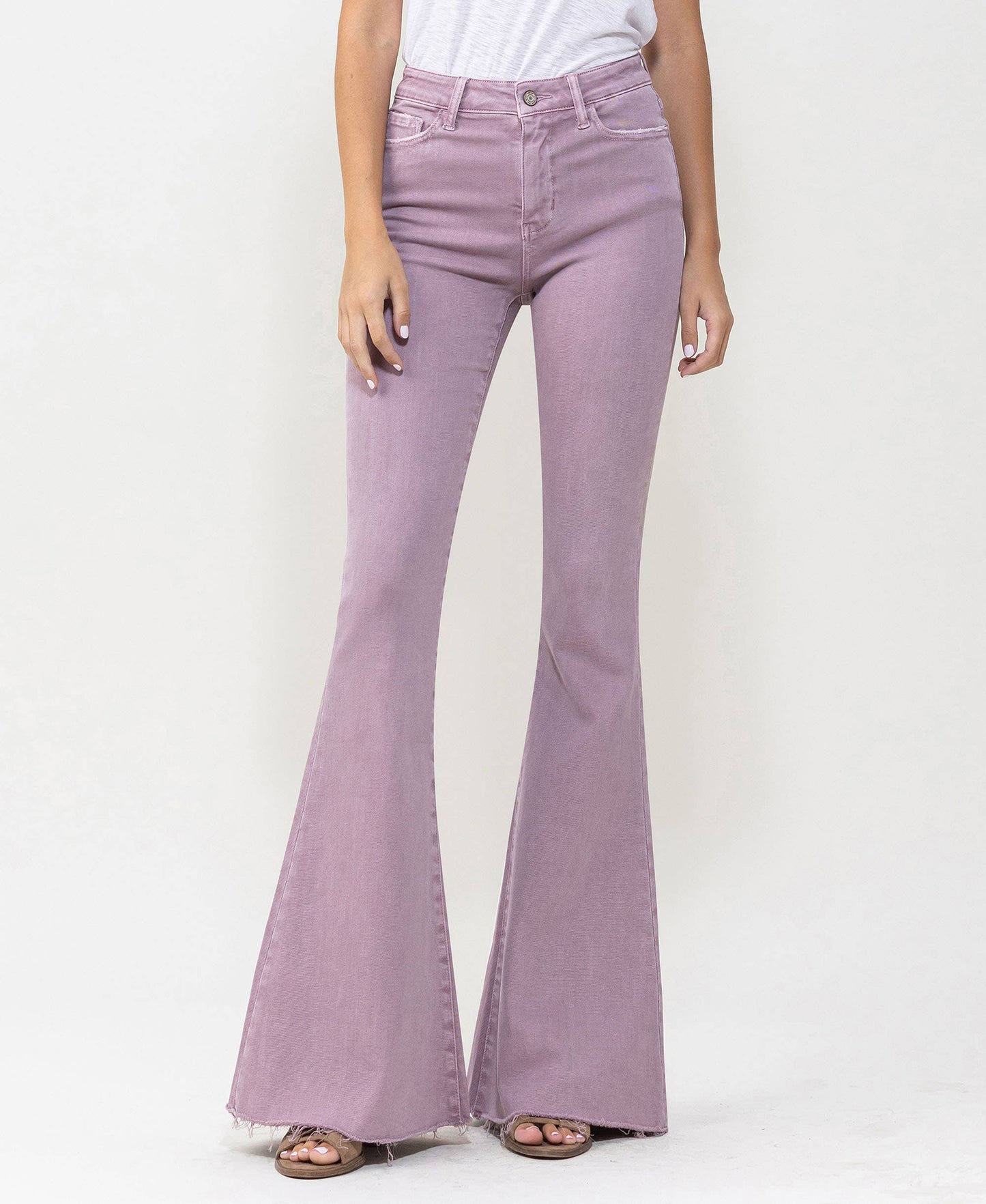 VERVET HIGH RISE RAW HEM SUPER FLARE JEANS