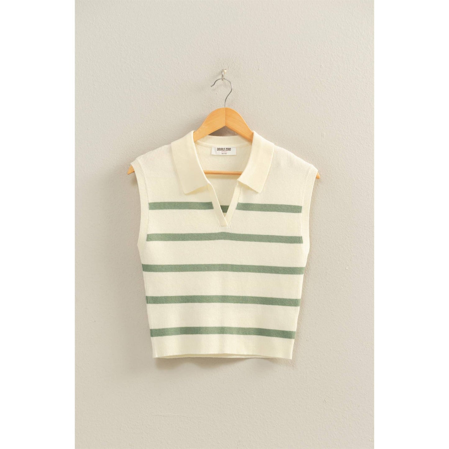 Collared Striped Polo Vest