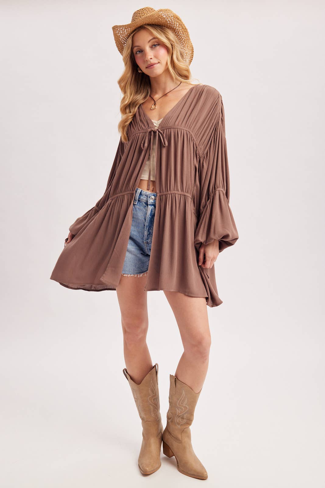 LIGHTWEIGHT BOHO OVERSIZED BALLOON SLEEVE KIMONO