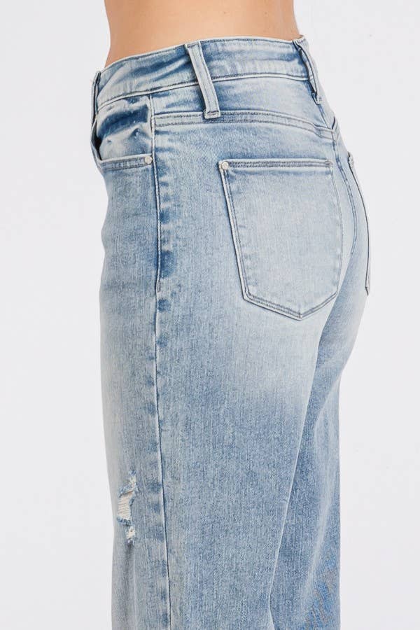 HIGH RISE SUPER STRETCH WIDE FLARE W/ CUFFED HEM