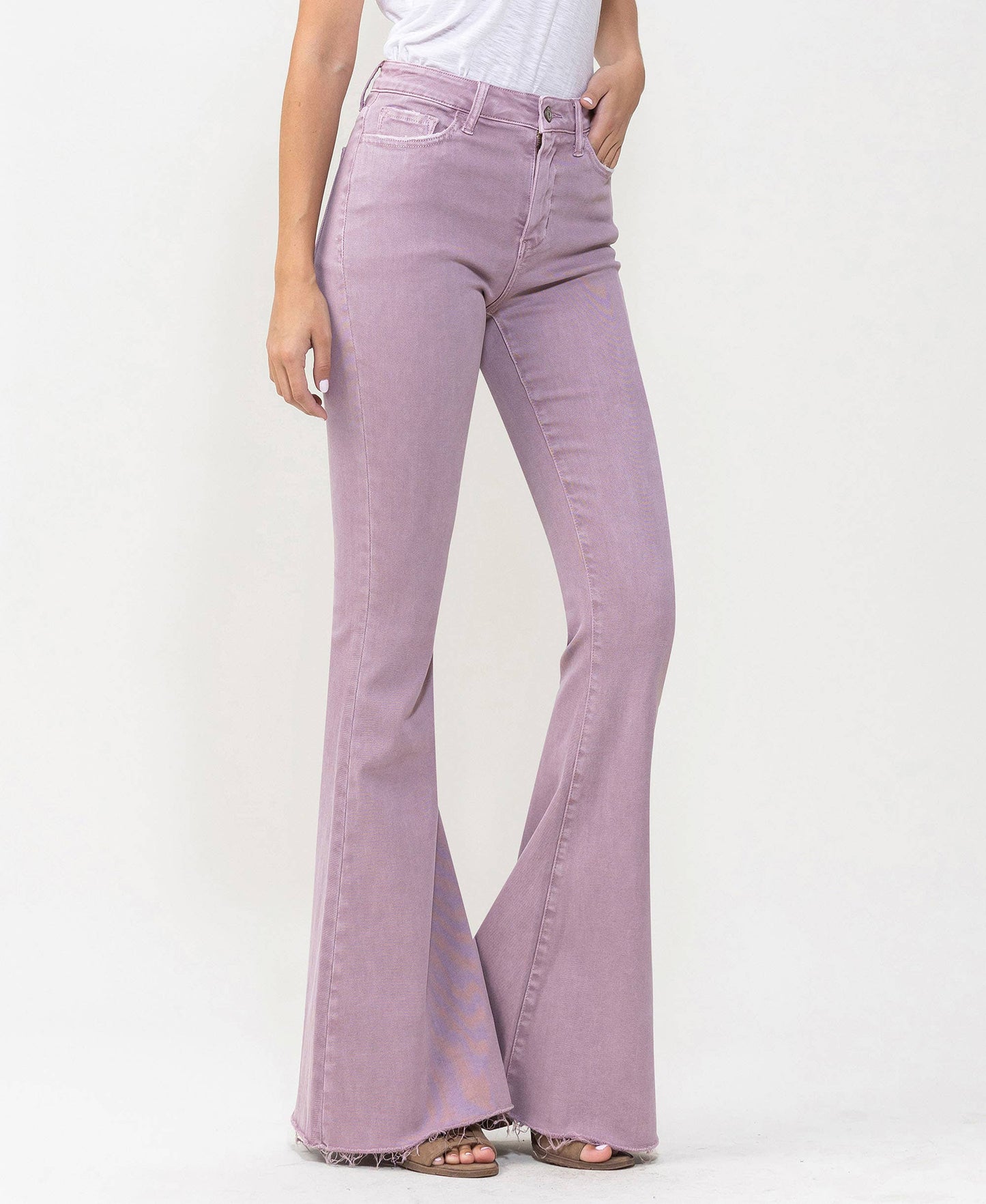 VERVET HIGH RISE RAW HEM SUPER FLARE JEANS