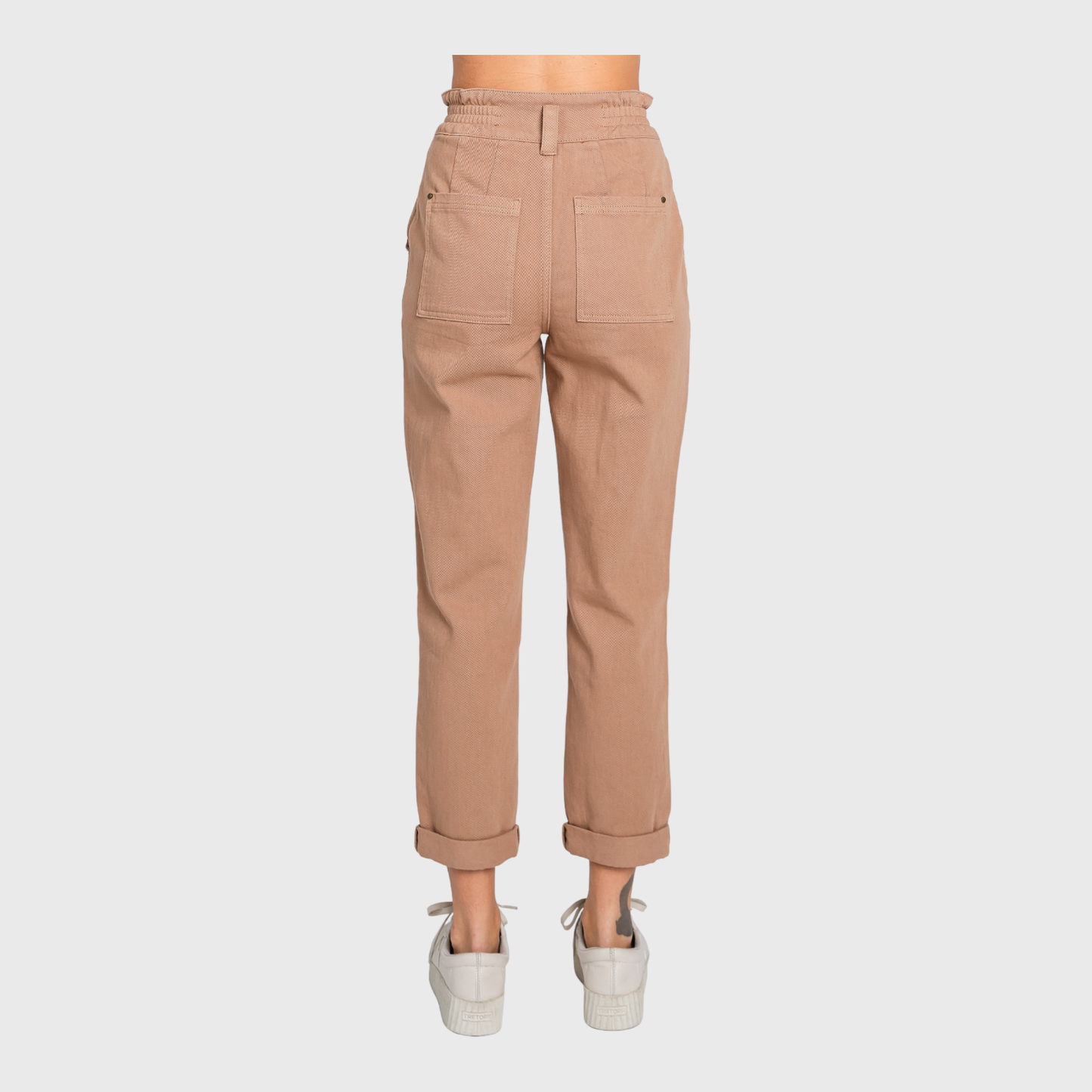HIGH RISE PAPER BAG MOM JEANS W/ ELASTIC BAND