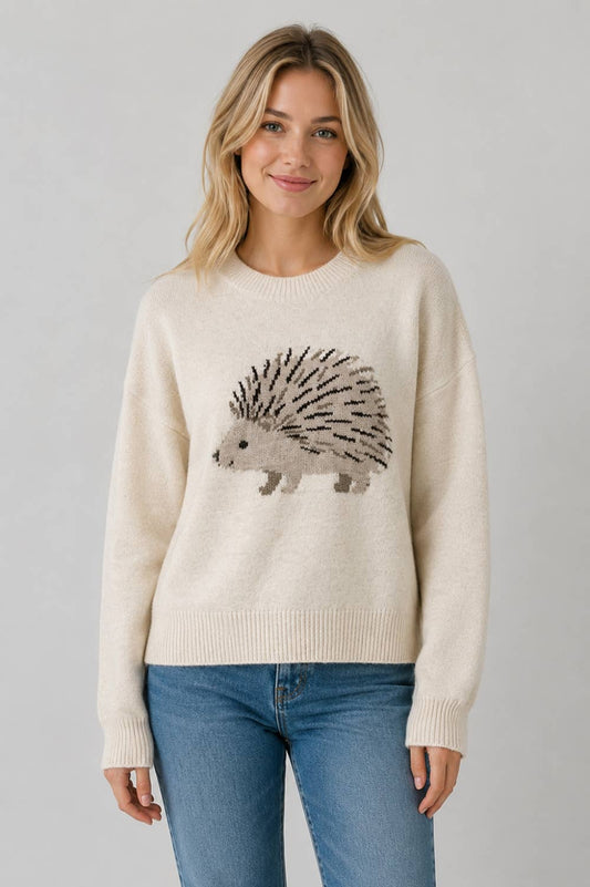 Hedgehog Graphic Crewneck Sweater
