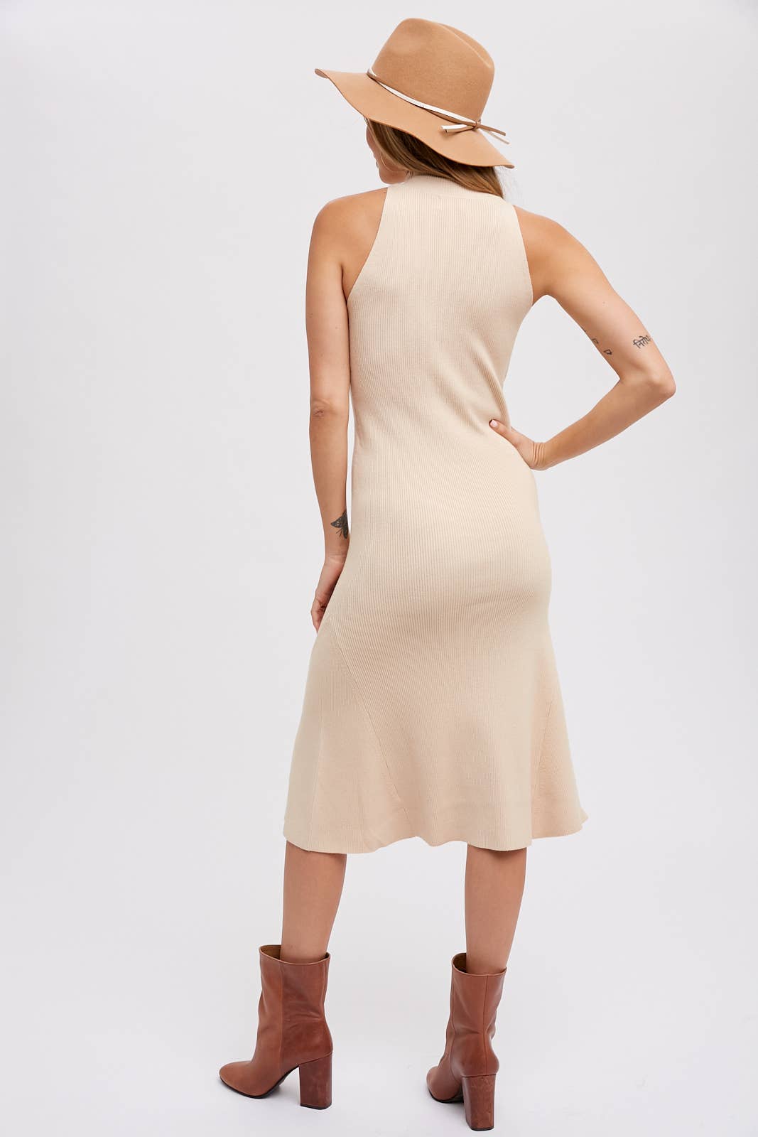MOCK NECK SLEEVELESS MIDI DRESS
