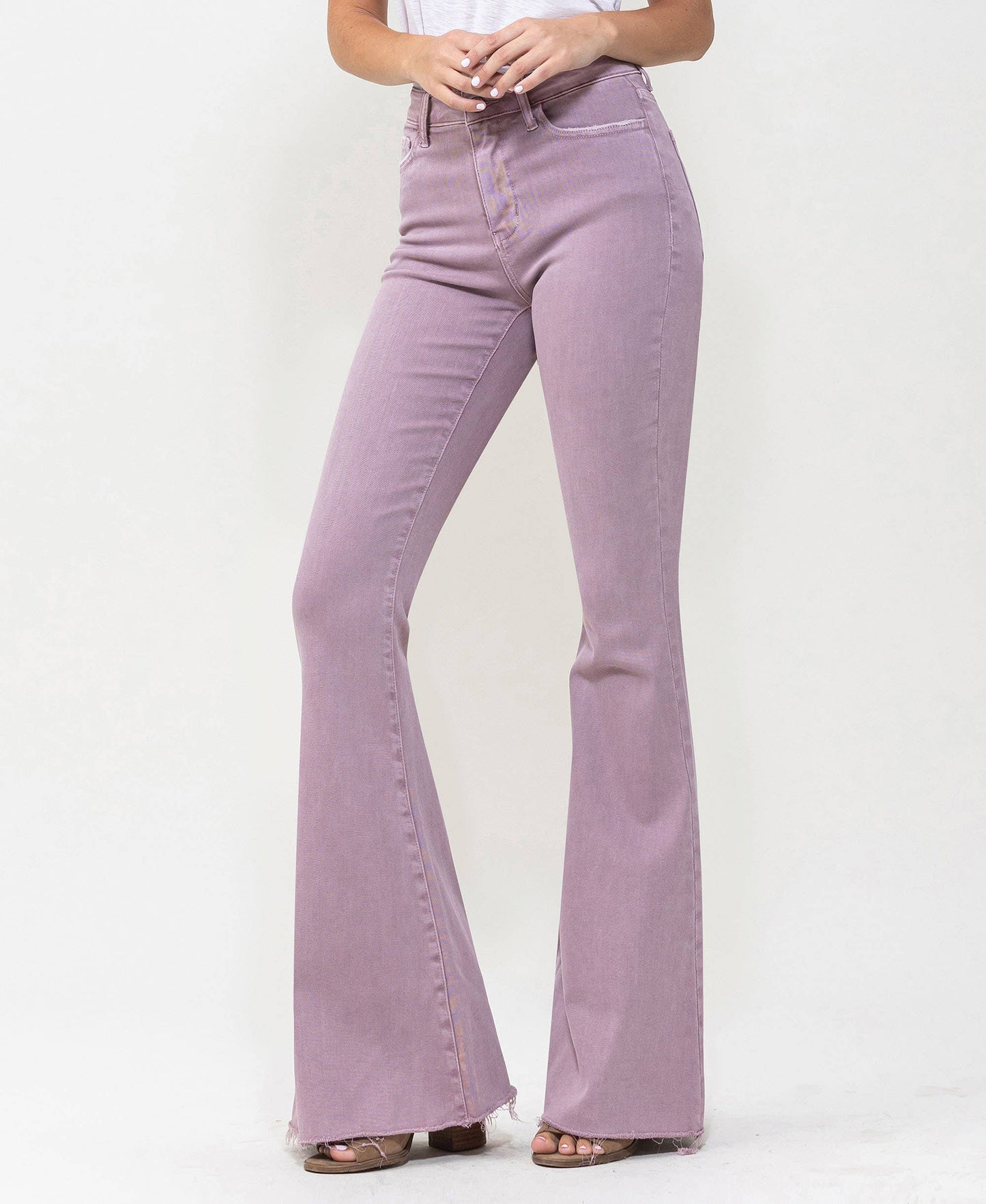 VERVET HIGH RISE RAW HEM SUPER FLARE JEANS