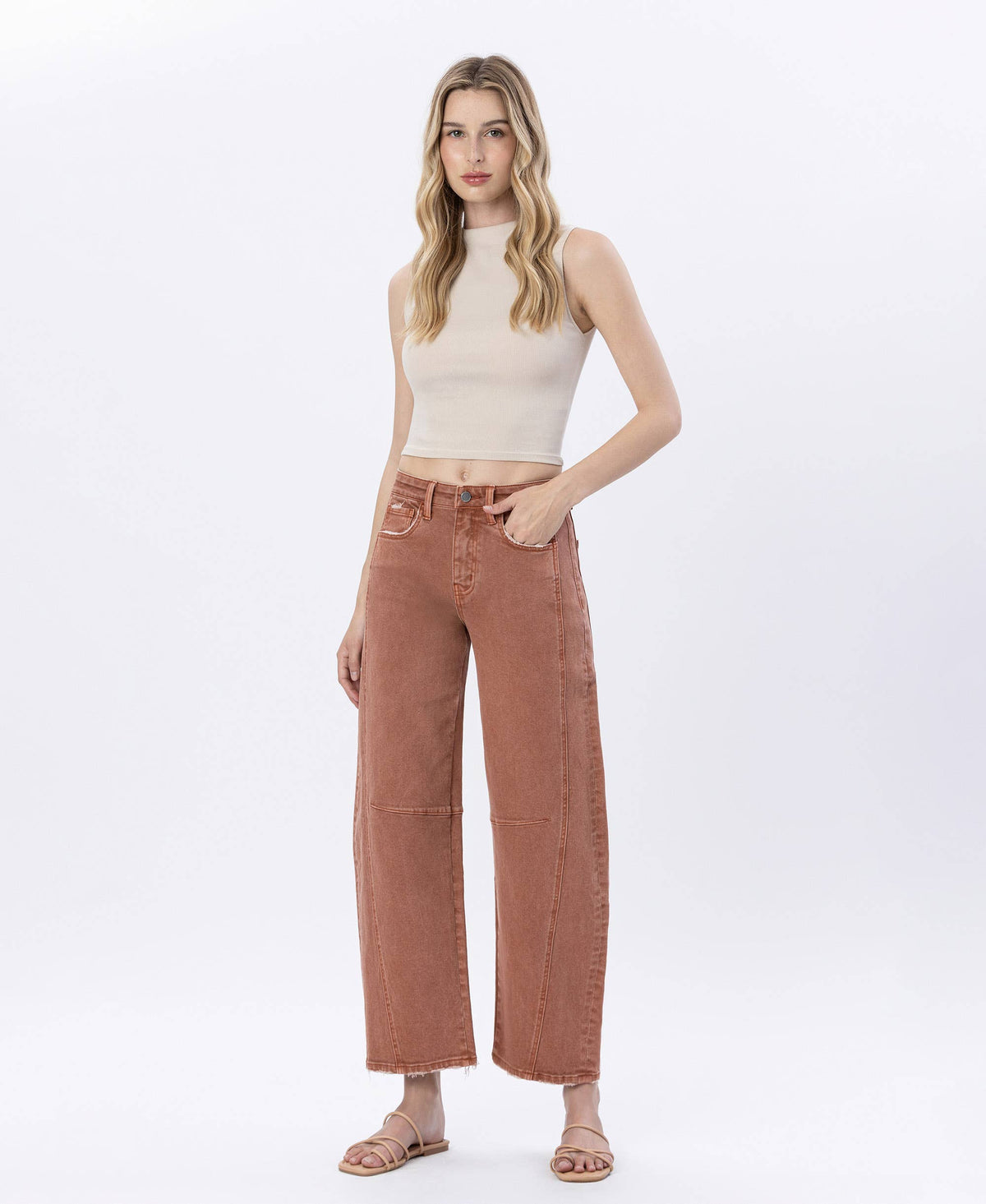 FLYING MONKEY HIGH RISE COPPER BARREL JEANS