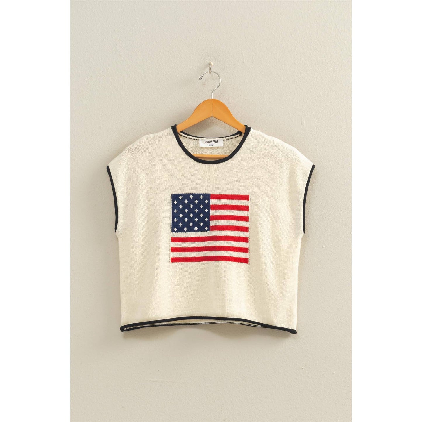 Rolled Hem Sleeveless Flag Graphic Top